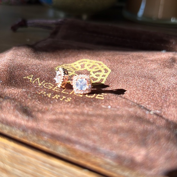 Halo Stud Swarovski Diamond 3.44 CTTW Rose Gold Earrings NWT - Picture 3 of 5